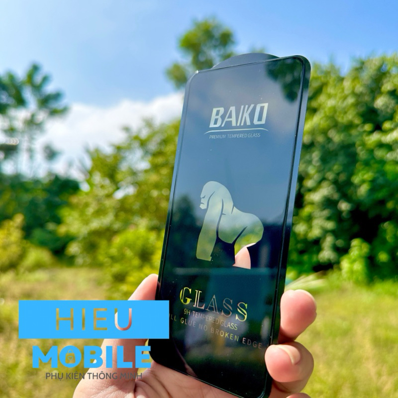 Kính cường lực Baiko đen cho các máy Xiaomi Redmi Note 11, 11 Pro, 12, 12T, 13 kèm khăn lau và miếng lấy bụi
