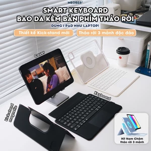 Bao da iPad Kèm Bàn Phím Smart Keyboard tháo rời, xoay dọc dành cho Gen 7 8 9, Air 4 5, Pro 11 M1 M2 by Meober
