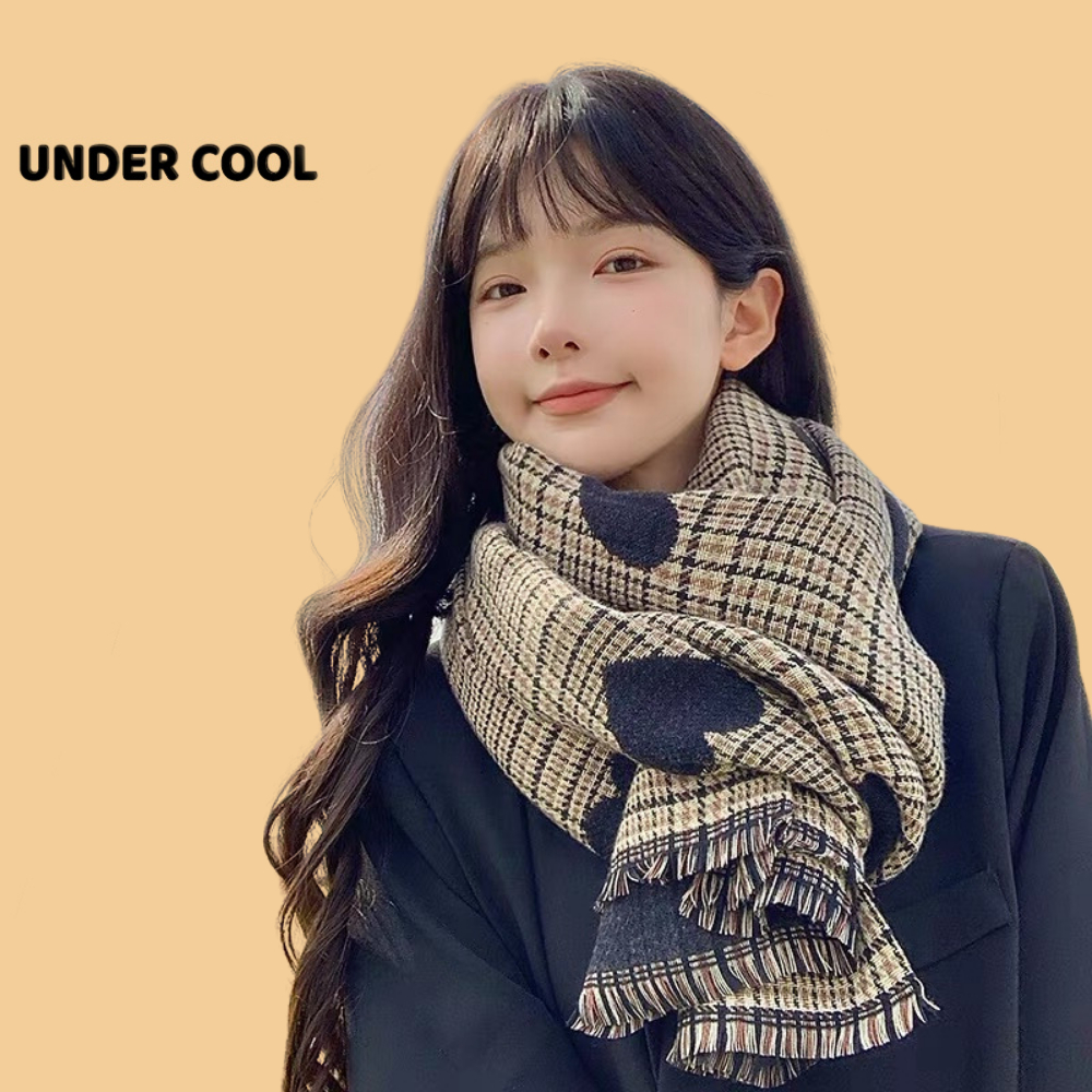 Khăn Choàng Dạ Nữ UNDERCOOL Kẻ Caro Tim 2 Màu KC02