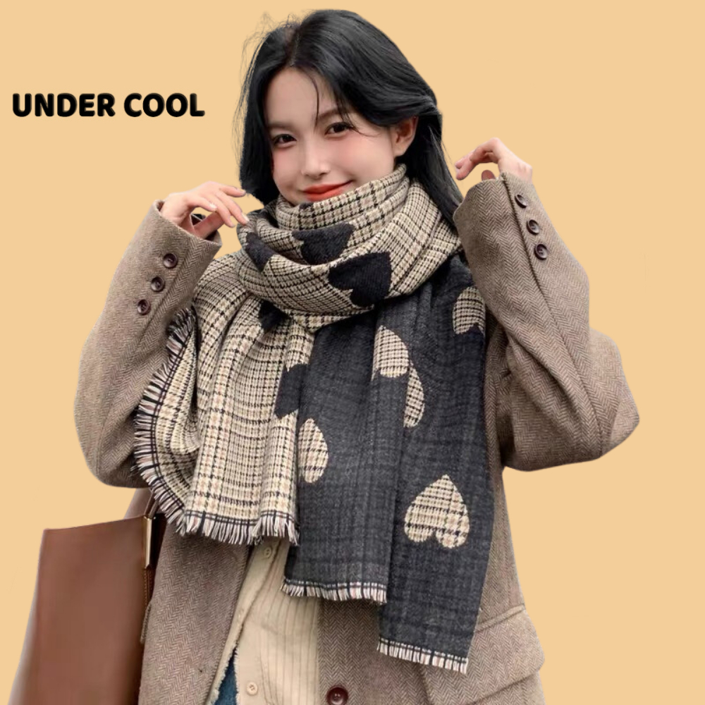 Khăn Choàng Dạ Nữ UNDERCOOL Kẻ Caro Tim 2 Màu KC02