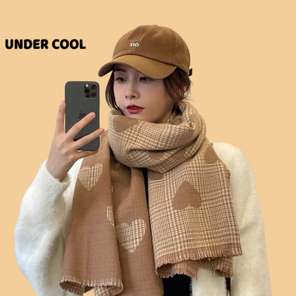 Khăn Choàng Dạ Nữ UNDERCOOL Kẻ Caro Tim 2 Màu KC02