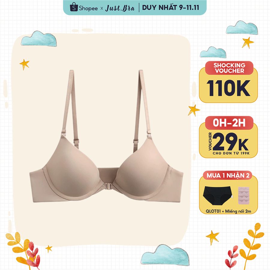 Áo ngực có gọng Just Bra chất liệu thun 10D, thiết kế cài trước, nâng đẩy ngực, chống lộ AB465 spe
