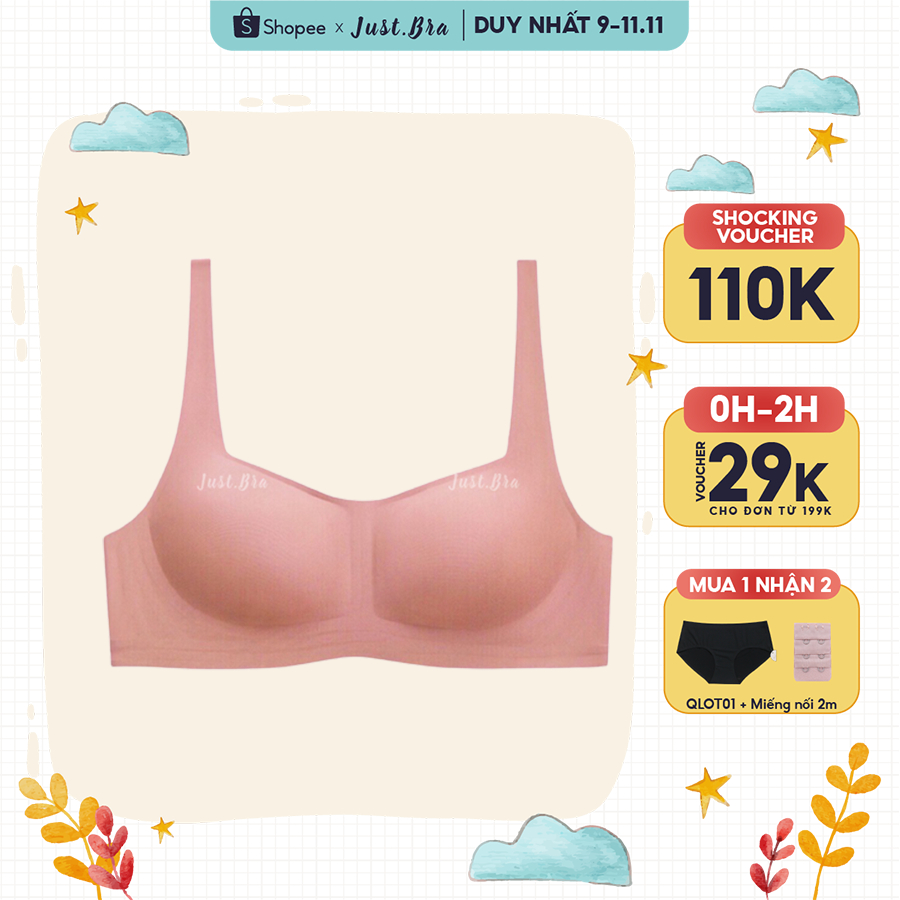 Áo ngực không gọng Just Bra chất liệu su thiết kế chống lộ, nâng ngực AB473