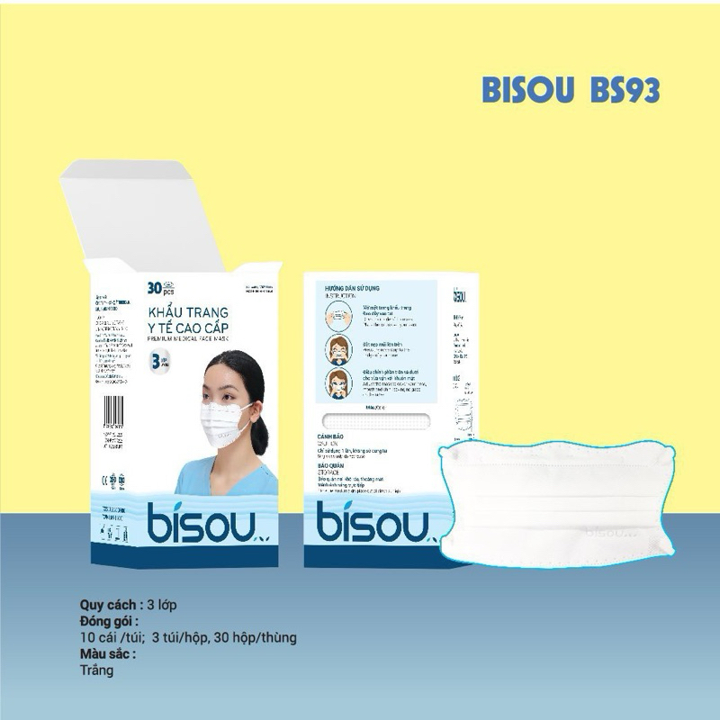 Hộp 30 cái khẩu trang cao cấp BS93 hiệu BISOU