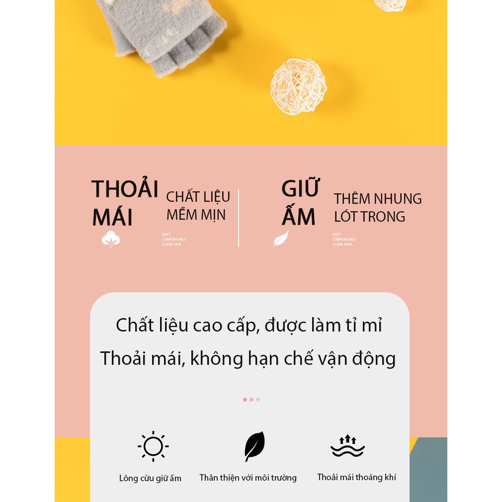 Găng tay len hở ngón hình chân mèo cute,bao tay nữ vỏ bọc giữ ấm mùa đông phong cách Hàn Quốc đẹp giá rẻ HANASO GTL201