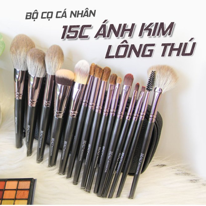 Ảnh BỘ CỌ CÁN ĐEN ÁNH KIM LÔNG THÚ 15C + TÚI 1