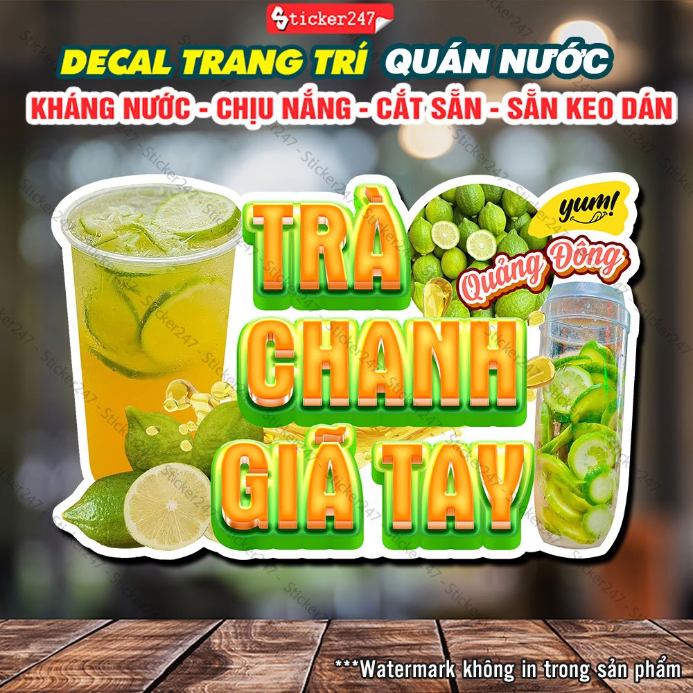 Decal Trà Chanh Giã Tay Quảng Đông🍓 Sticker Trà Chanh Hot Trend - Decal ...