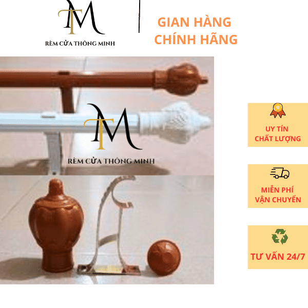Thanh treo rèm loại 1 chất liệu nhôm sơn tĩnh điện màu trắng và màu gỗ ...