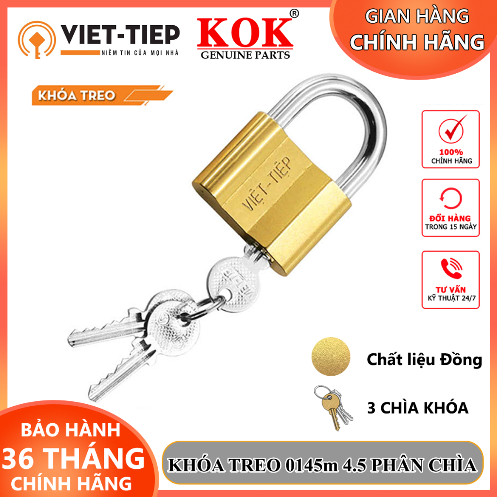Khóa treo Việt Tiệp 0145M khóa chống trộm đồng màu vàng khóa cầu 7mm ...