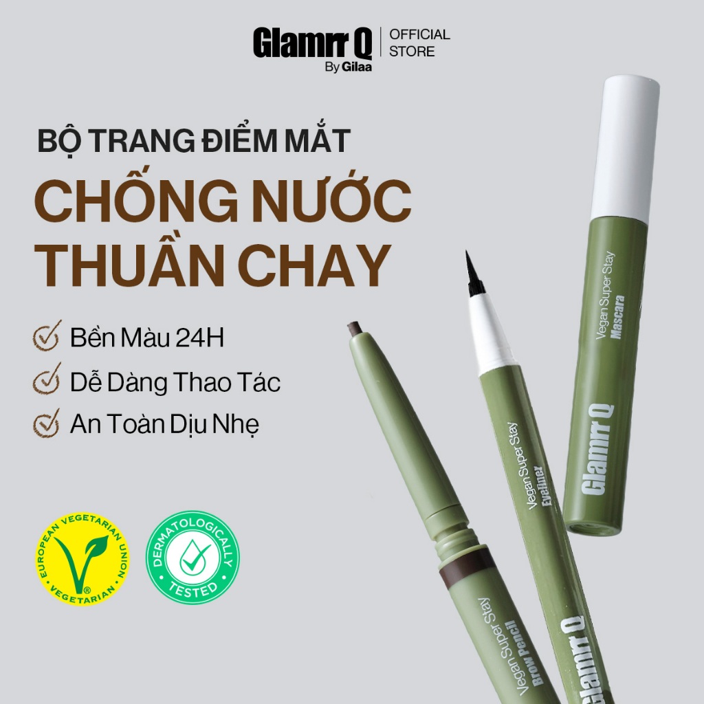 Ảnh Bộ 3 Trang Điểm Mắt Glamrr Q Chống Nước Thuần Chay (Mascara, Eyeliner, Eye Brow) 2