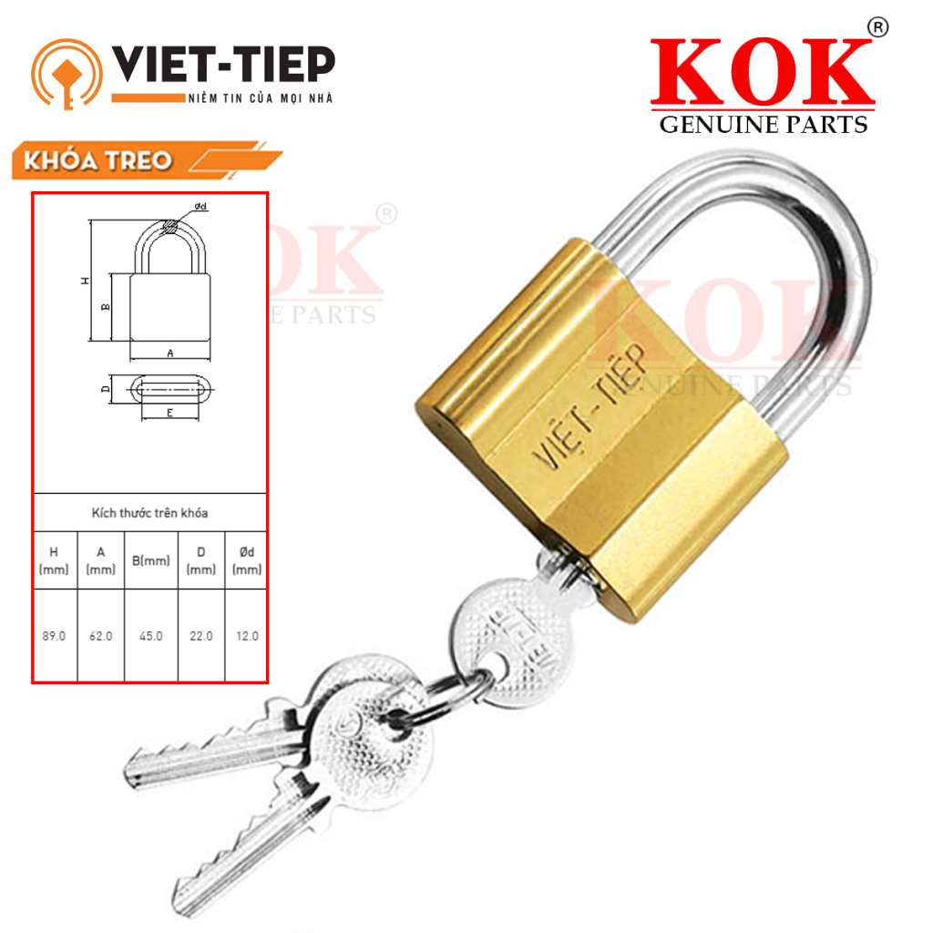 Khóa treo Việt Tiệp 0138M khóa chống trộm đồng khóa cầu 6mm dày 15mm 3 ...