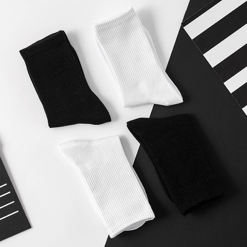 Combo 3 Đôi Tất vớ trơn cao cổ nam nữ chất cotton dệt kim co giãn 4 chiều thoáng khí chống hôi chân gemy_official