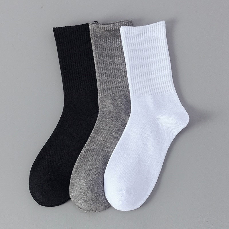Combo 3 Đôi Tất vớ trơn cao cổ nam nữ chất cotton dệt kim co giãn 4 chiều thoáng khí chống hôi chân gemy_official