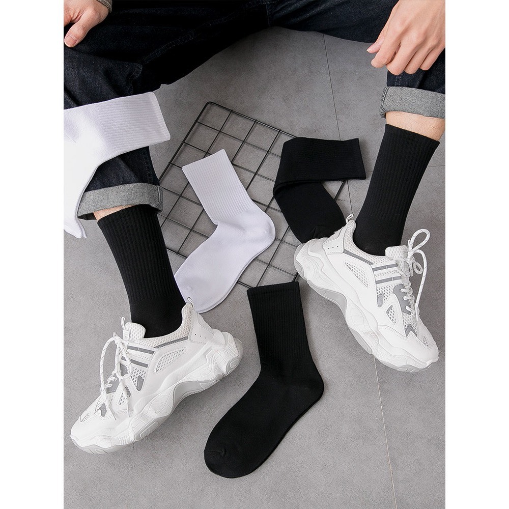 Combo 3 Đôi Tất vớ trơn cao cổ nam nữ chất cotton dệt kim co giãn 4 chiều thoáng khí chống hôi chân gemy_official