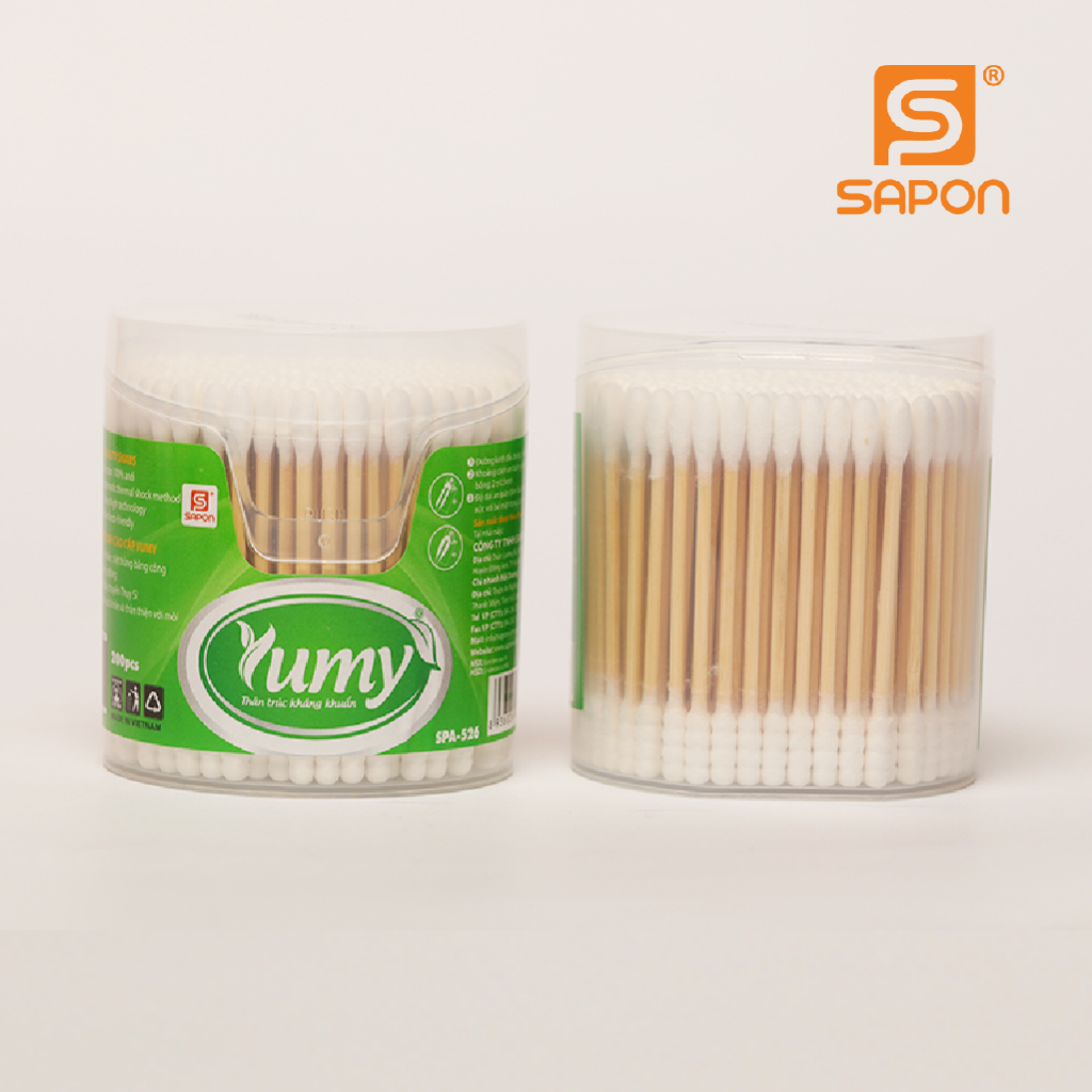 Combo 10 hộp Tăm bông thân trúc YUMY 200 que bông mềm 2 đầu đa năng thân thiện môi trường (TB01-526)