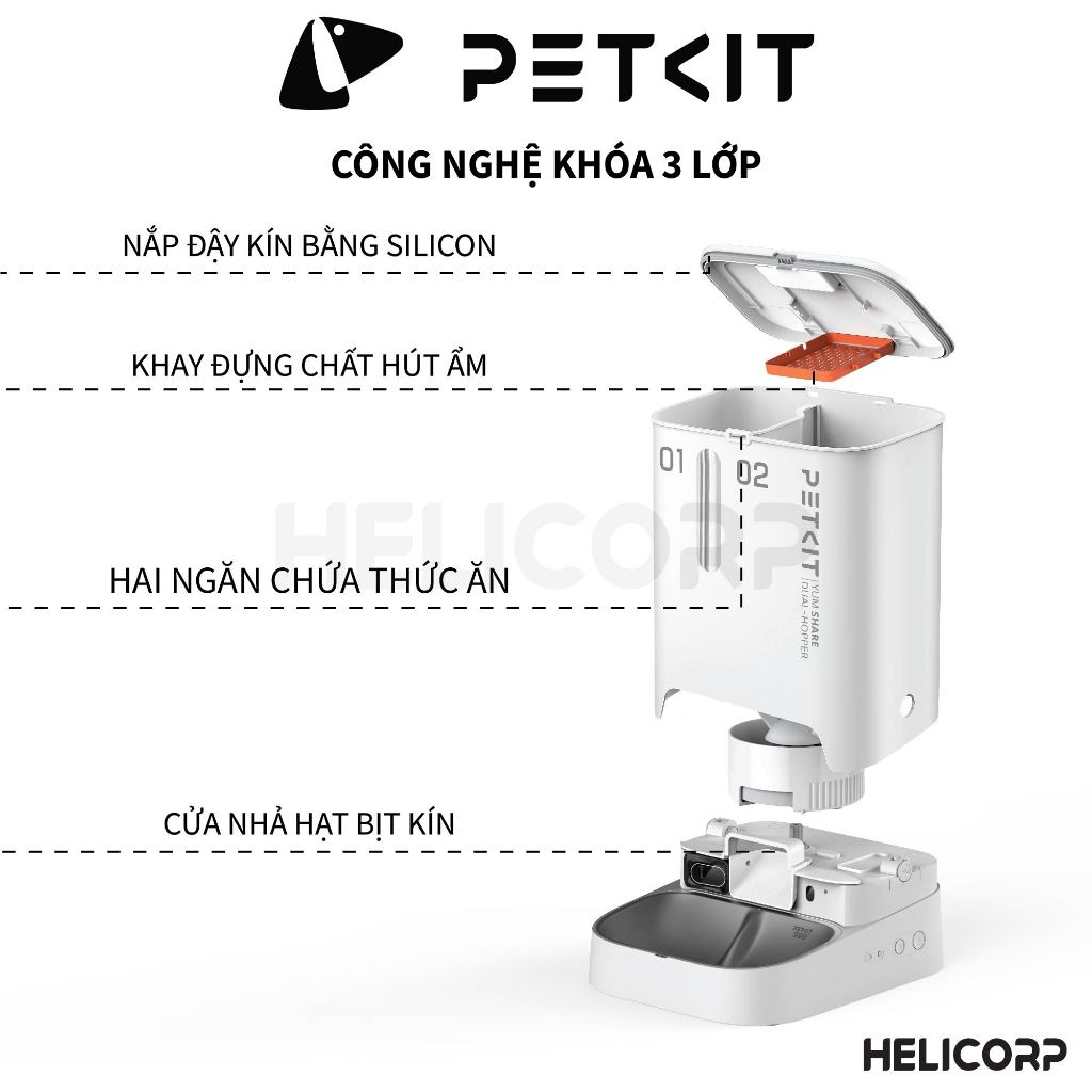 [Camera AI] Máy Cho Chó Mèo Ăn Tự Động PETKIT YUMSHARE Smart Feeder with Camera BH 18 tháng