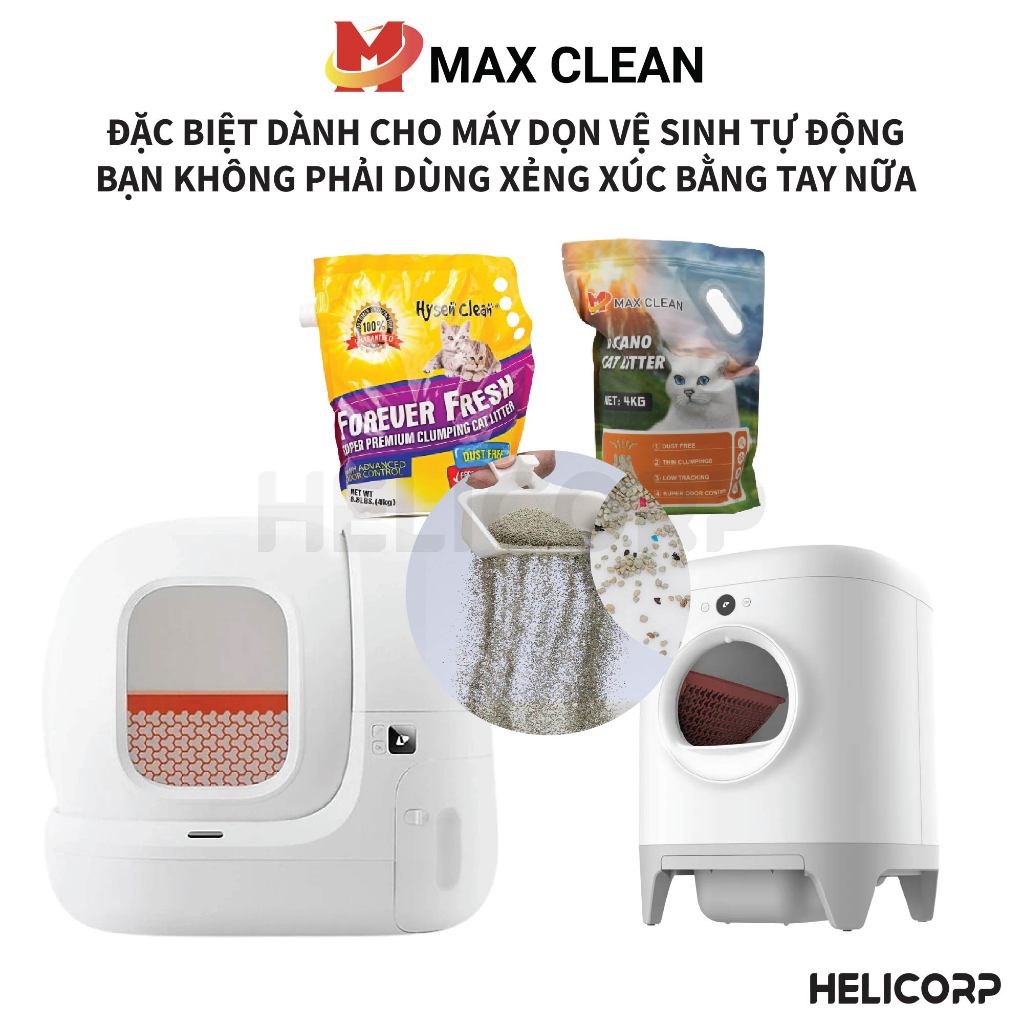 Ảnh Cát Mèo, Cát Khoáng Vệ Sinh Cho Mèo Max Clean 4KG - HeLiCorp 2