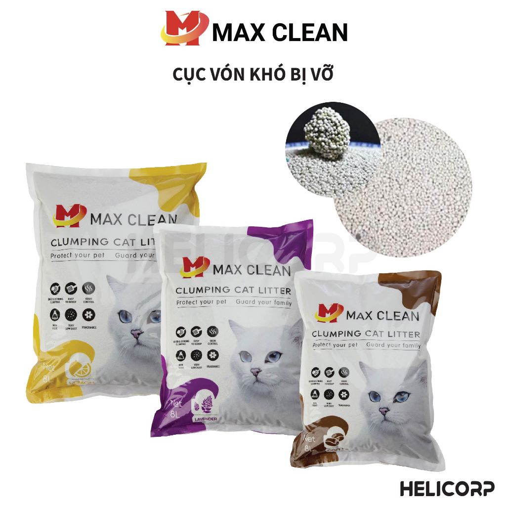 Cát Mèo, Cát Vệ Sinh Cho Mèo Hương Chanh 4KG Max Clean - HeLiCorp