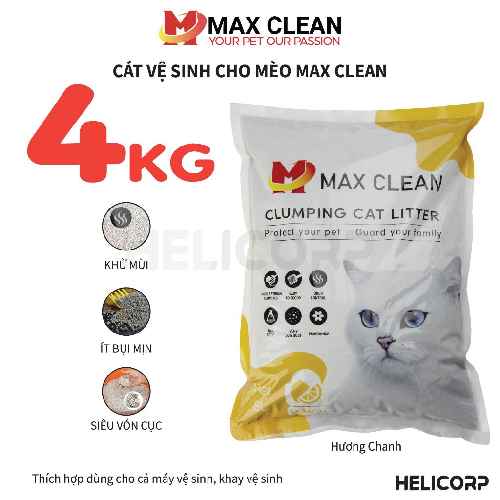 Ảnh Cát Mèo, Cát Vệ Sinh Cho Mèo Hương Chanh 4KG Max Clean - HeLiCorp 1