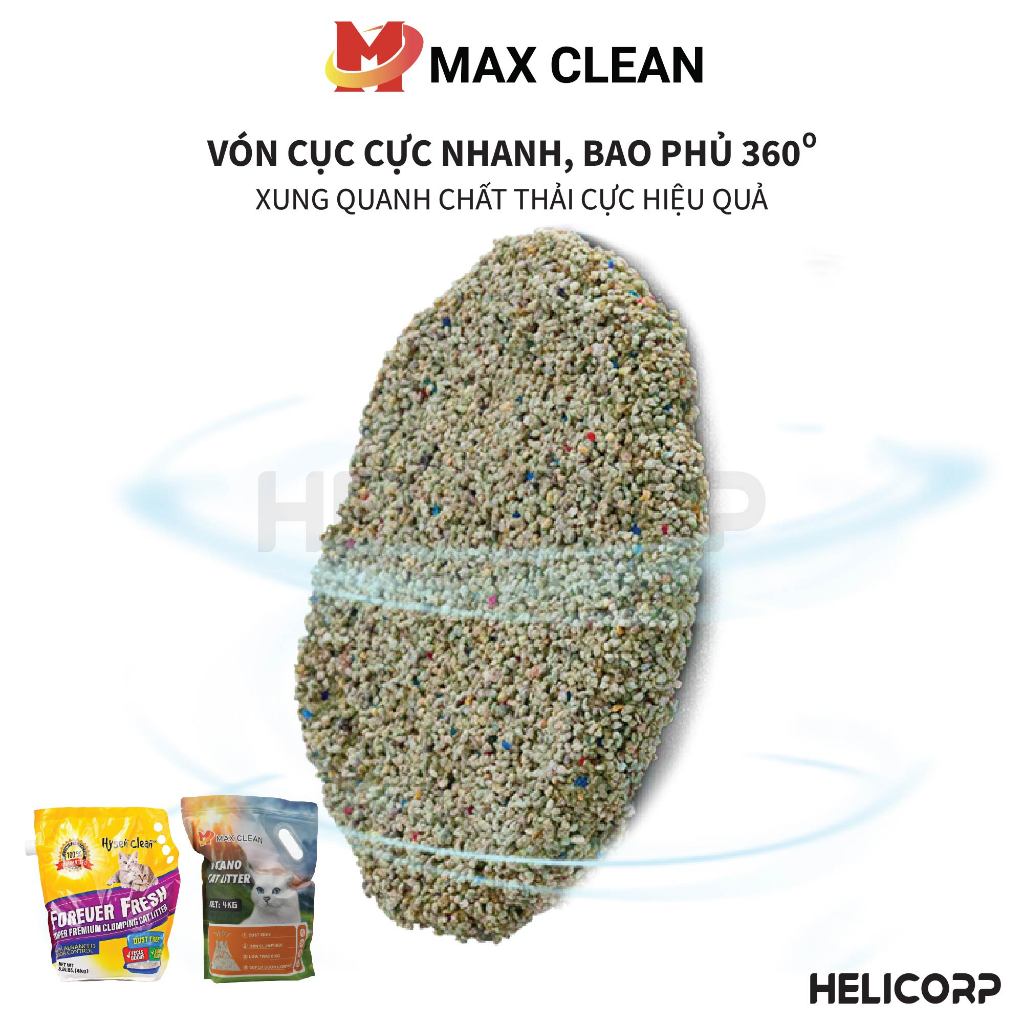 Ảnh Cát Mèo, Cát Khoáng Vệ Sinh Cho Mèo Max Clean 4KG - HeLiCorp 4