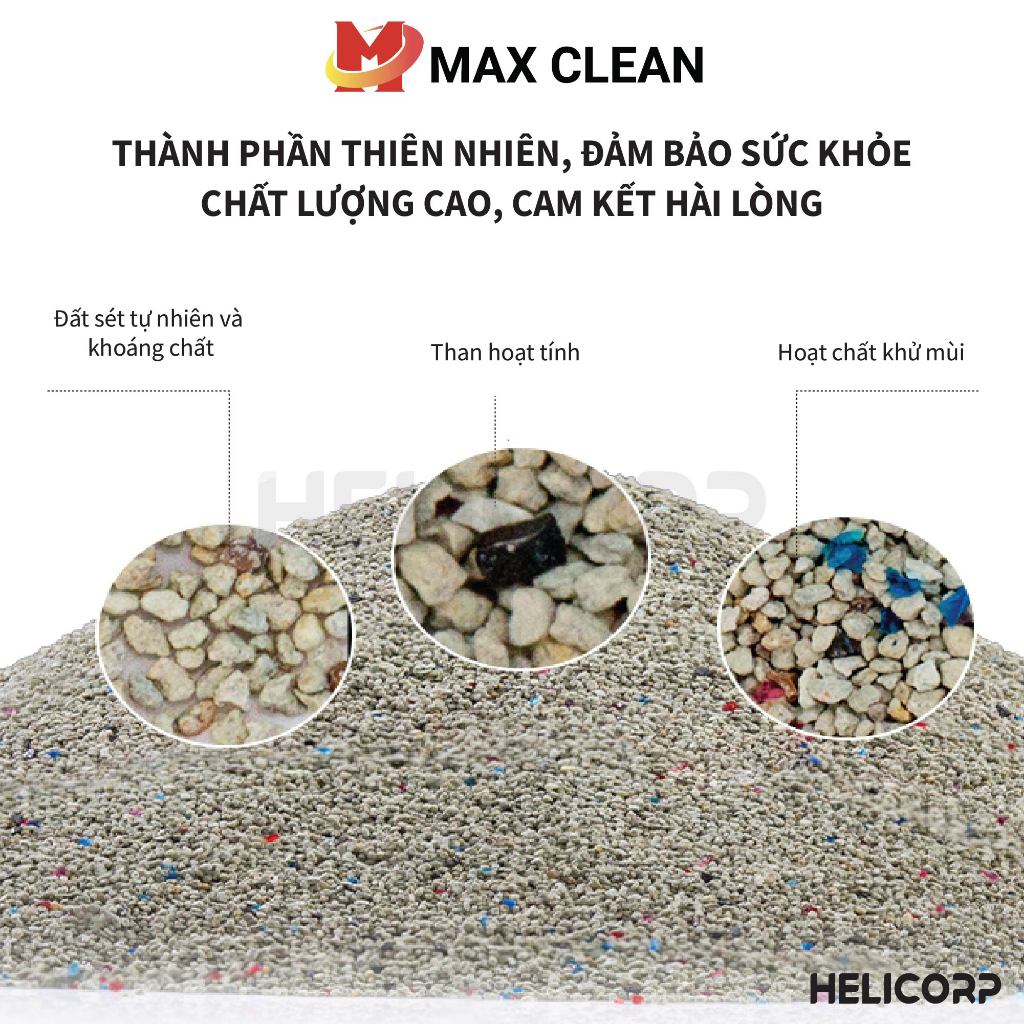 Cát Mèo, Cát Khoáng Vệ Sinh Cho Mèo Max Clean 4KG - HeLiCorp