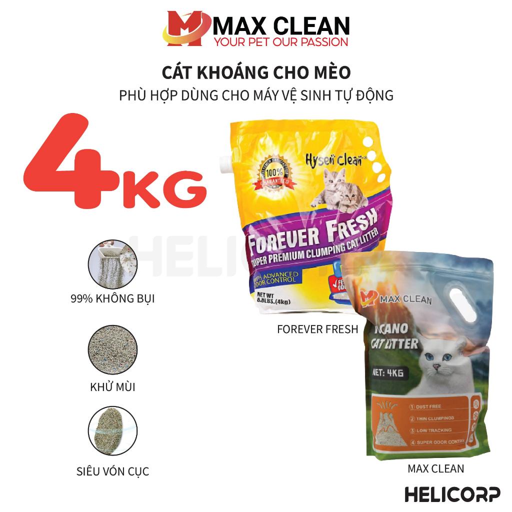 Ảnh Cát Mèo, Cát Khoáng Vệ Sinh Cho Mèo Max Clean 4KG - HeLiCorp 1