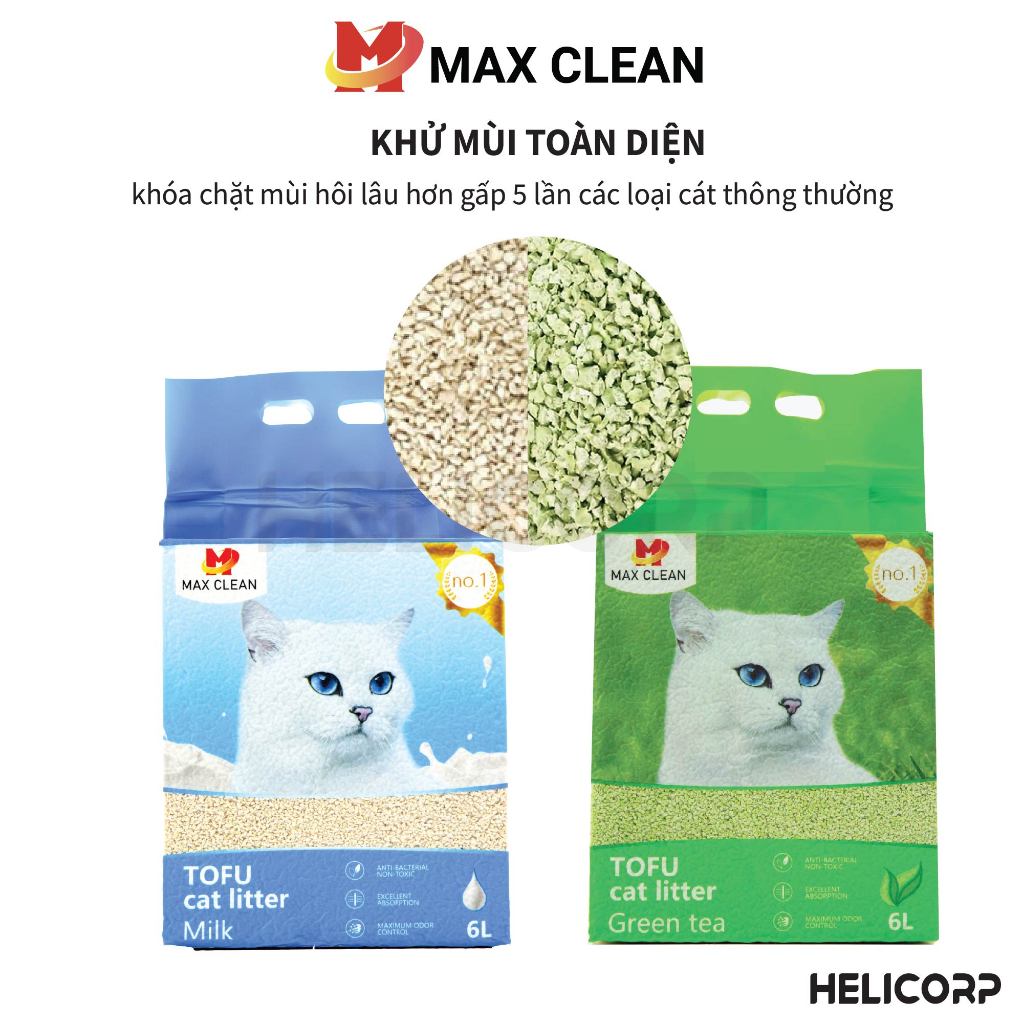 [KHÔNG HÚT CHÂN KHÔNG] Cát Vệ Sinh Cho Mèo, Cát Mèo Đậu Nành Tofu Max Clean 2.5KG