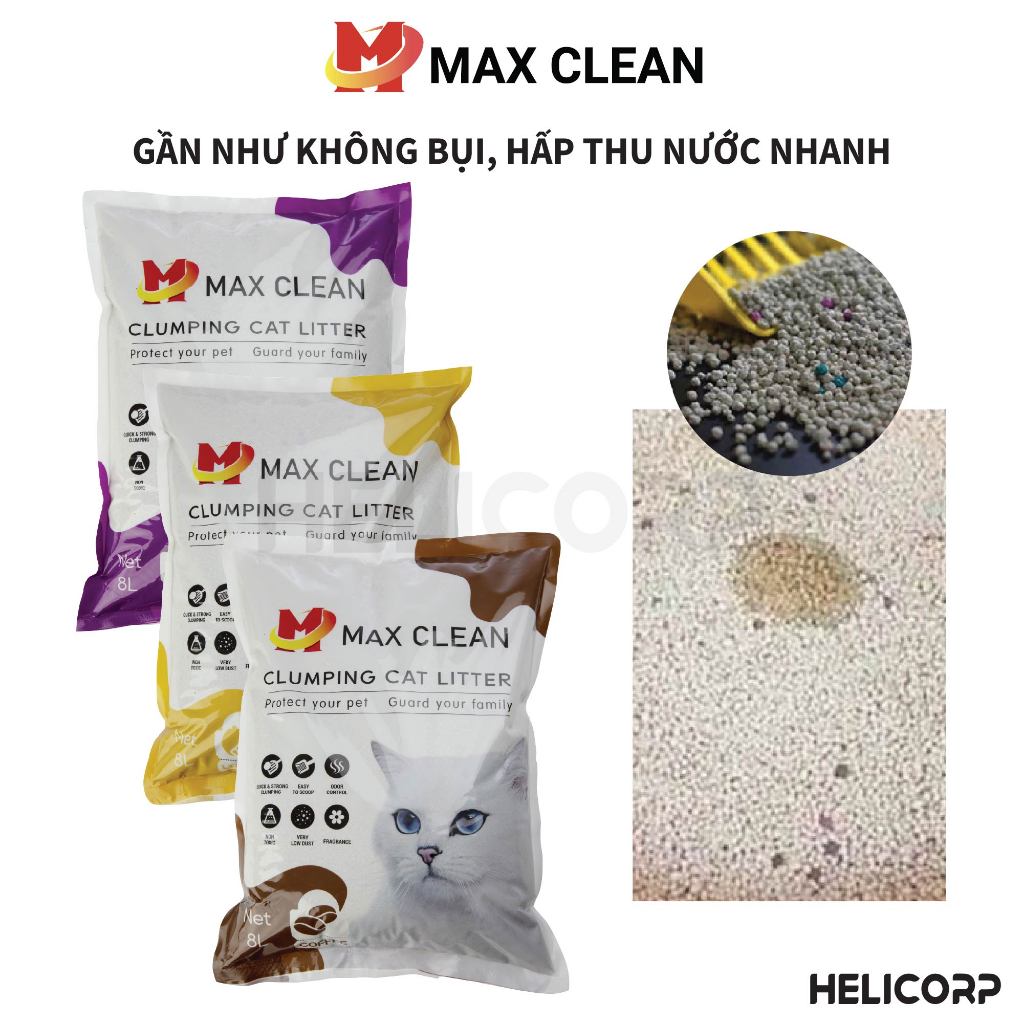 Ảnh Cát Vệ Sinh Cho Mèo, Cát Mèo Max Clean 4Kg Đất Sét - HeLiCorp 3