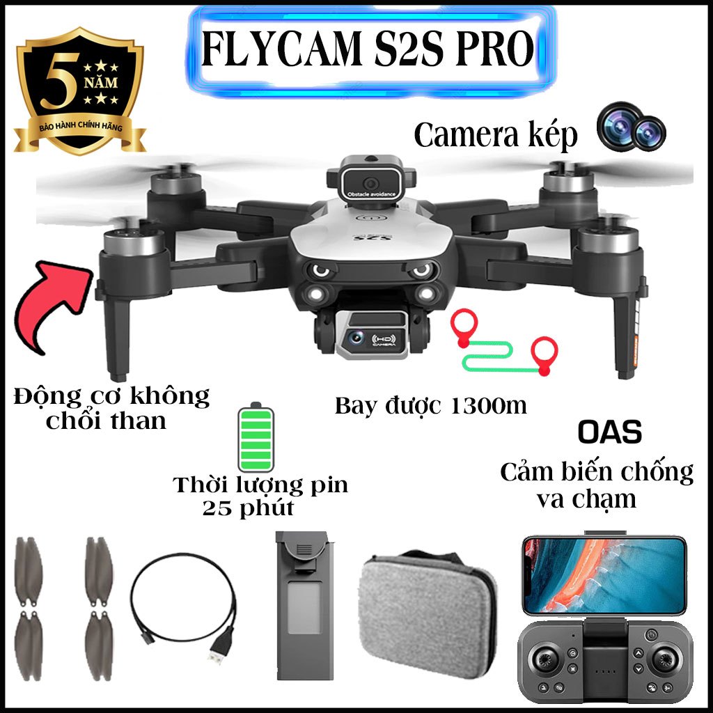 Flycam S2S Pro Max - Tích hợp chống rung - Tránh trướng ngoại vật - Pin ...