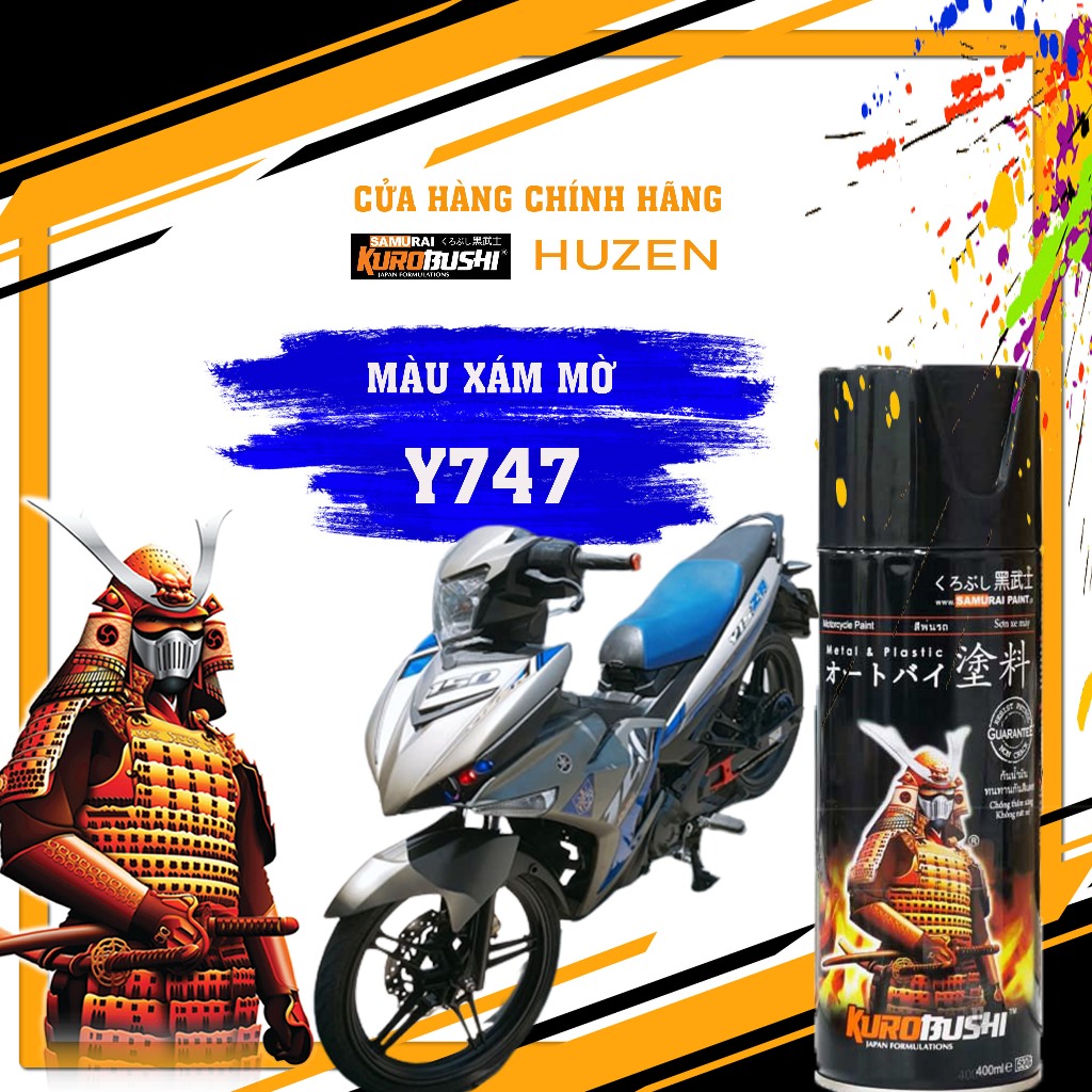Sơn Samurai Y747 màu Xám mờ- Huzen Việt Nam | Shopee Việt Nam
