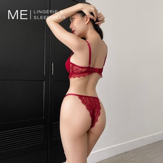 [MỚI] Bộ đồ lót ren nữ có gọng nâng ngực không mút viền ren đỏ quần dây không lộ viền gợi cảm ME ME LINGERIE
