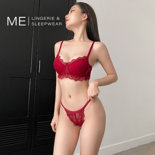 [MỚI] Bộ đồ lót ren nữ có gọng nâng ngực không mút viền ren đỏ quần dây không lộ viền gợi cảm ME ME LINGERIE