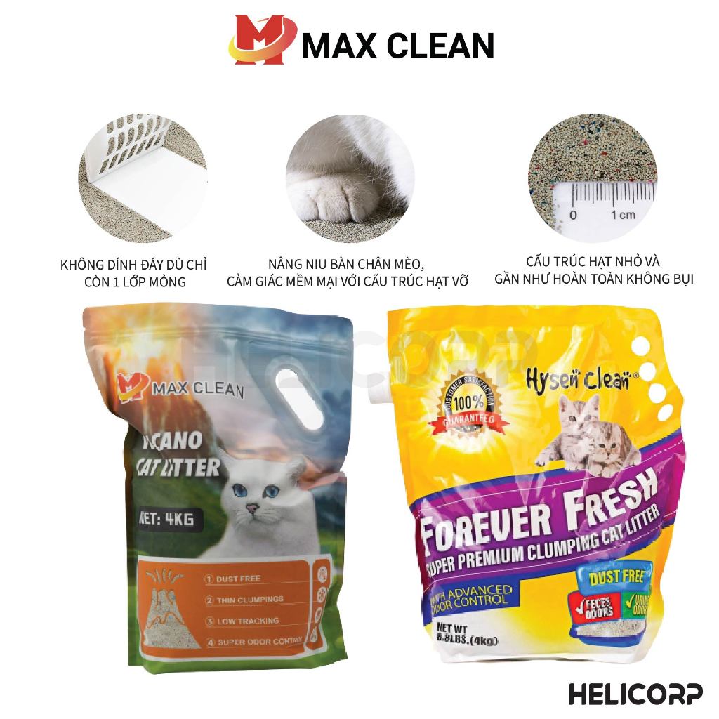 [1 Tải = 16KG] Cát Mèo Max Clean, Cát Khoáng Vệ Sinh Cho Mèo Cao Cấp Siêu Khử Mùi, Siêu Ít Bụi, Siêu Vón