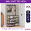 Kệ để giầy dép đa năng 4 tầng kiểu dáng chữ L, thiết kế móc treo đồ tiện dụng