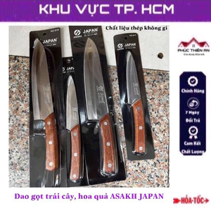 Dao gọt trái cây, hoa quả cán gỗ ASAKH JAPAN, chất liệu thép không gỉ siêu bền
