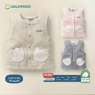 Áo Gile nhung Ualarogo size 0-3m, 3-6m, 6-9m cho bé