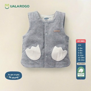 Áo Gile nhung Ualarogo size 0-3m, 3-6m, 6-9m cho bé