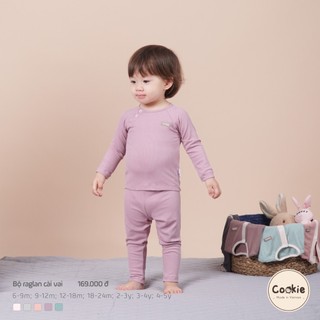Bộ raglan dài tay cài vai Cookie từ size 6-9m đến 2-3y