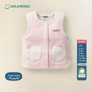 Áo Gile nhung Ualarogo size 0-3m, 3-6m, 6-9m cho bé