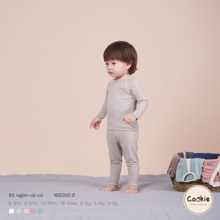 Bộ raglan dài tay cài vai Cookie từ size 6-9m đến 2-3y