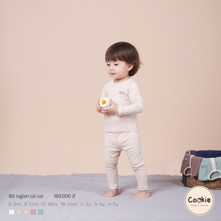 Bộ raglan dài tay cài vai Cookie từ size 6-9m đến 2-3y