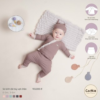 Bộ sơ sinh dài tay vạt chéo Cookie size 0-3m cho bé