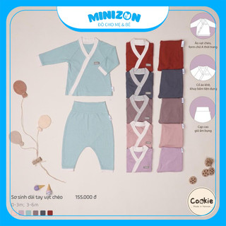 Bộ sơ sinh dài tay vạt chéo Cookie size 0-3m cho bé