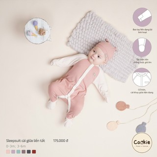 Bộ quần áo Sleepsuit cài giữa liền tất Cookie size từ 0-3m đến 9-12m