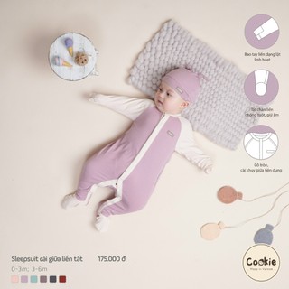 Bộ quần áo Sleepsuit cài giữa liền tất Cookie size từ 0-3m đến 9-12m