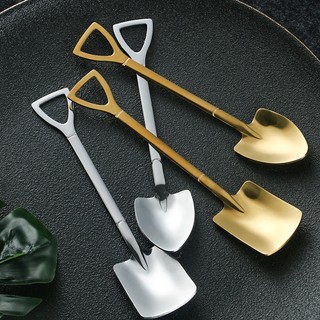 Muỗng cà phê  kem ăn trái cây inox  304 thiết kế hình xẻng dễ thương -  thìa cán dài