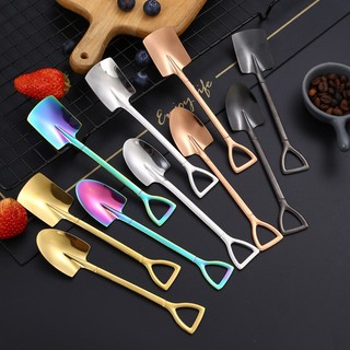 Muỗng cà phê  kem ăn trái cây inox  304 thiết kế hình xẻng dễ thương -  thìa cán dài