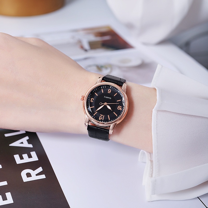 Đồng Hồ Nữ Dây Da QUARTZ Tròn Size 34mm Cực Xinh