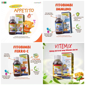 Fitobimbi Immuno/Vitemix Tăng sức đề kháng cho bé Tăng cường hệ miễn dịch Nâng cao sức khỏe Hết ốm vặt Chai 200ml
