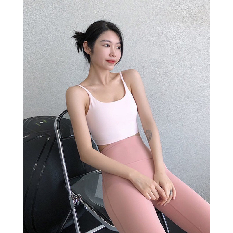 Set tập thể thao Pink Lychee cao cấp, chất liệu vải Nuls co giãn tốt nhanh khô
